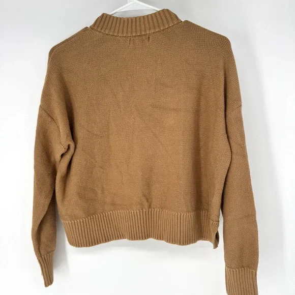 Quince 100% organic cotton cottagecore knit Tan Button-Up Cardigan small - Picture 3 of 7